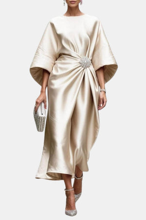 Isadora Satin Maxi Dress - Flattering A-Line Cut Isadora Satin Maxi Dress - Flattering A-Line Cut