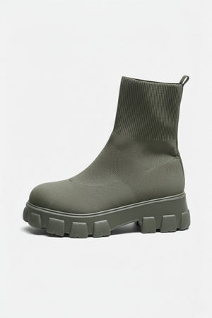 Ankle Boots Thick-Soled Slip-On – Marlow - Army Green - Bellux