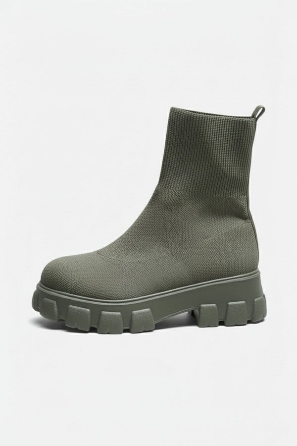Ankle Boots Thick-Soled Slip-On – Marlow - Army Green - Bellux