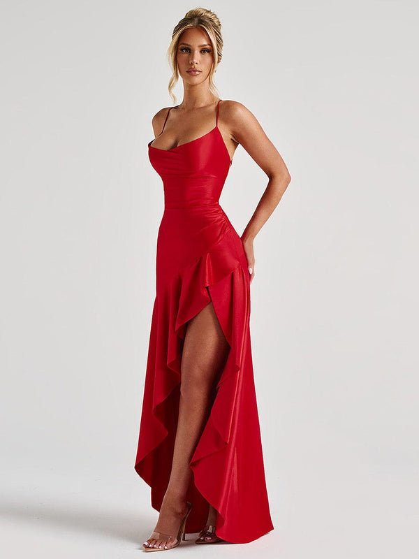 Asymmetric Lace-Back Cocktail Dress – Soraya - Bellux