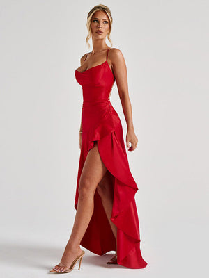 Asymmetric Lace-Back Cocktail Dress – Soraya - Bellux