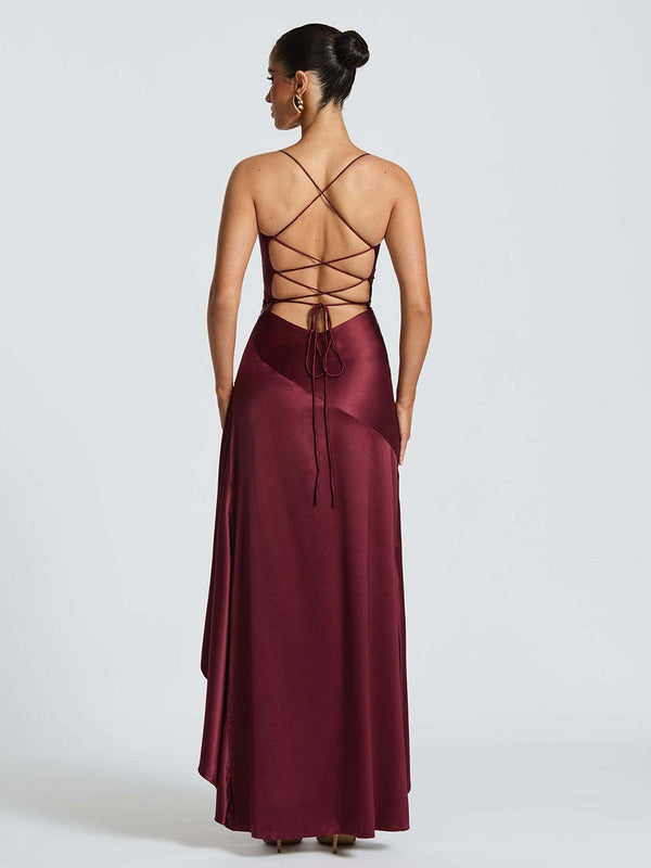 Asymmetric Lace-Back Cocktail Dress – Soraya - Bellux