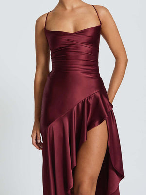 Asymmetric Lace-Back Cocktail Dress – Soraya - Bellux