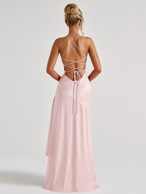 Asymmetric Lace-Back Cocktail Dress – Soraya - Bellux