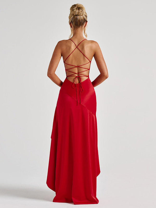 Asymmetric Lace-Back Cocktail Dress – Soraya - Bellux