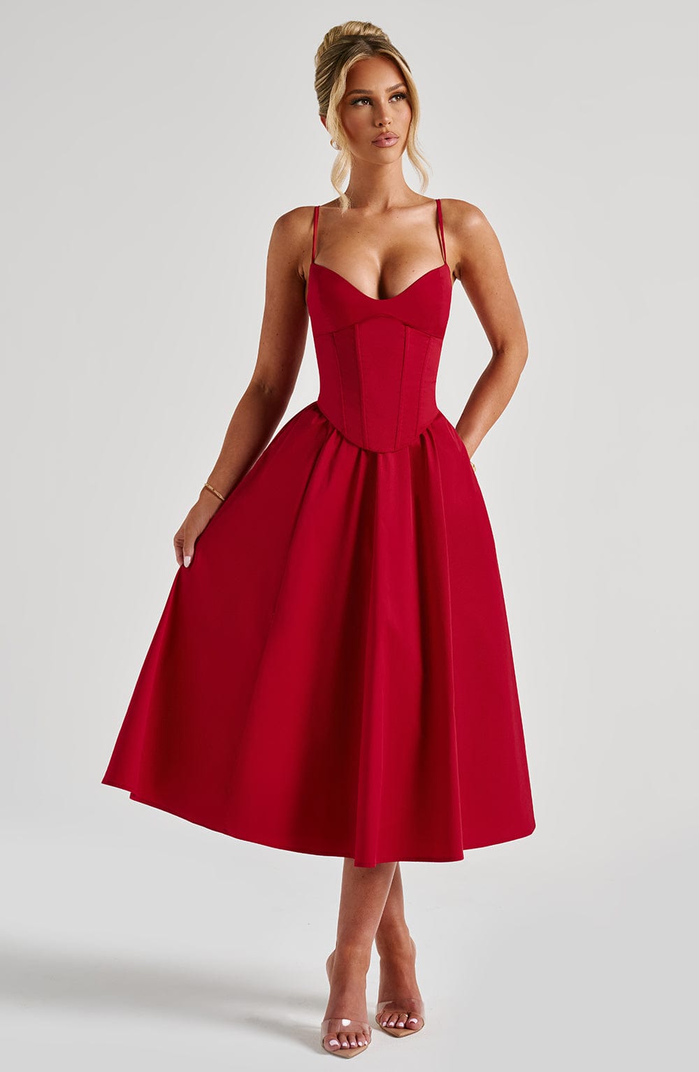 Asymmetric Midi Dress Side Split – Vivienne - Bellux