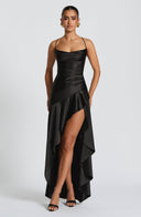 Asymmetric Lace-Back Cocktail Dress – Soraya - Black - Bellux