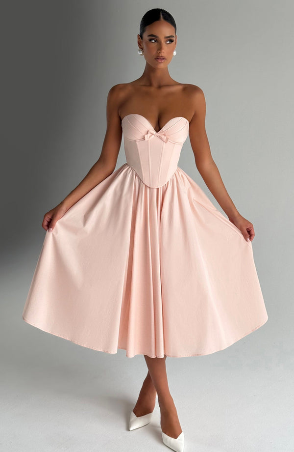 Solene Bardot Corset Midi Dress – Sculpting Fit