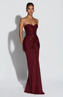 Beaded Mesh Bodice Maxi Dress – Carina - Bellux