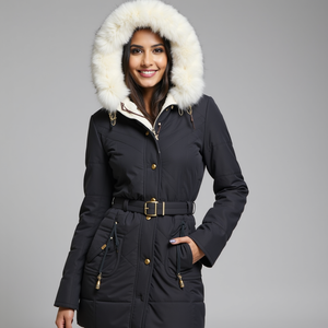 Belted Insulated Parka - Detachable Faux-Fur Trim - Seren - Bellux