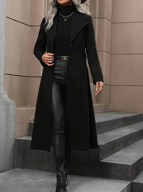 Belted Longline Trench Coat – Tailored Slim Fit Annelise - Black - Bellux