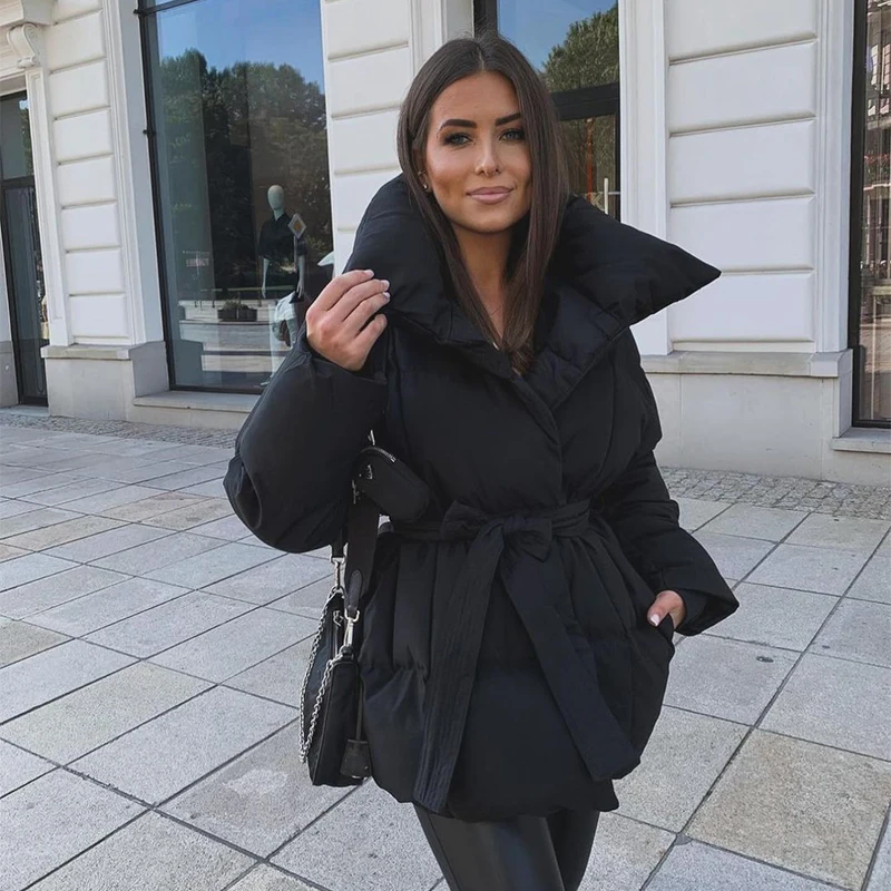 Belted Quilted Winter Coat Cotton – Elodie - Bellux