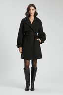 Belted Trench Coat Waist-Defining – Quinn - Black - Bellux