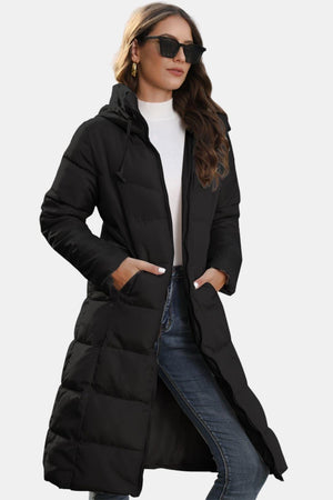 Belted V-Neck Overcoat Tailored Wool-Blend – Aurora - Black - Bellux