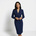 Blazer Midi Dress Tailored Sculpting Fit – Celestine - Navy Blue - Bellux