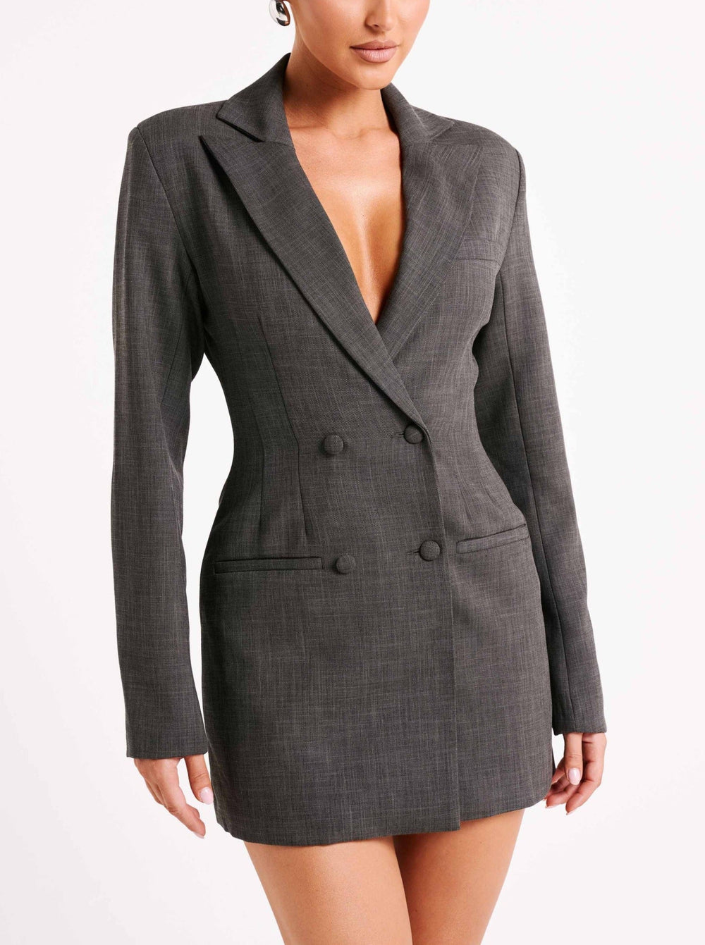 Blazer Mini Dress Cinched Waist – Mirabel - L - Bellux