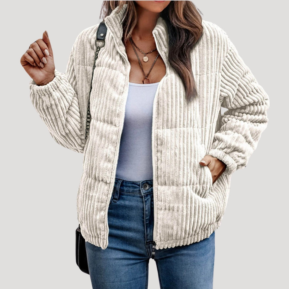 Bomber Jacket Fleece-Lined Corduroy – Sybil - Beige - Bellux