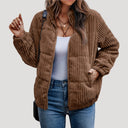 Bomber Jacket Fleece-Lined Corduroy – Sybil - Brown - Bellux
