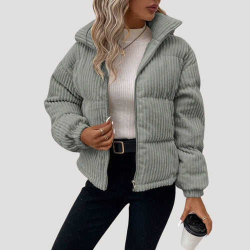 Bomber Jacket Fleece-Lined Corduroy – Sybil - Grey - Bellux