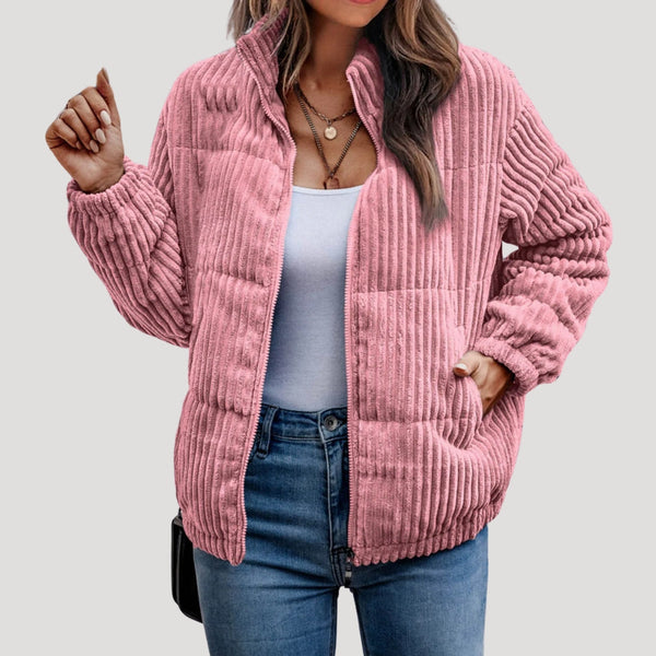 Bomber Jacket Fleece-Lined Corduroy – Sybil - Pink - Bellux