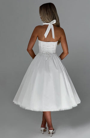 Boned Corset Midi Dress Sculpting Tulle-Lined – Elisabetta - Bellux