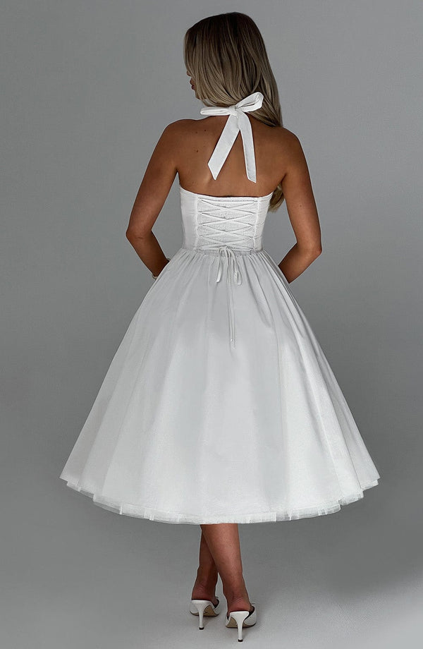 Boned Corset Midi Dress Sculpting Tulle-Lined – Elisabetta - Bellux