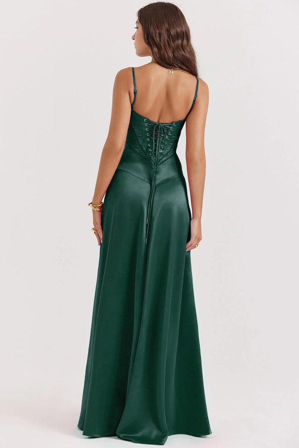 Bustier Dress with Adjustable Straps Satin – Imogen - Bellux