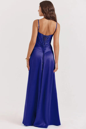 Bustier Dress with Adjustable Straps Satin – Imogen - Bellux