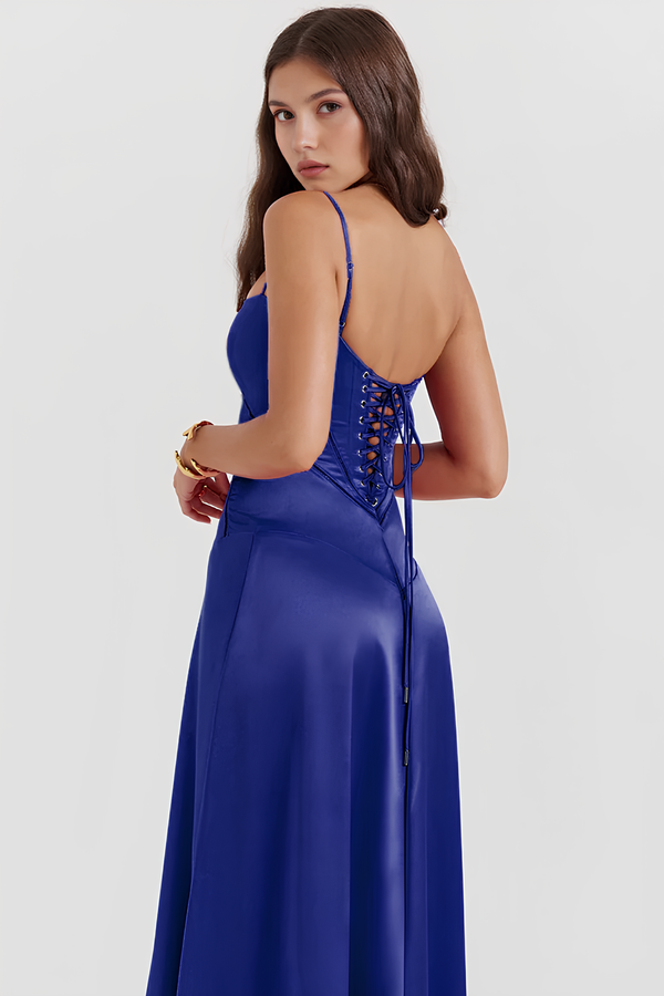 Bustier Dress with Adjustable Straps Satin – Imogen - Bellux