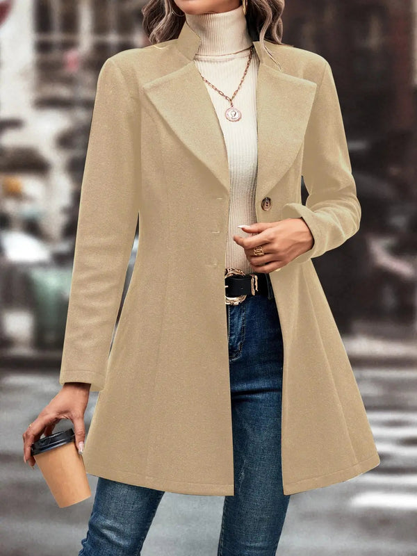 Button-Front Longline Coat – Machine-Washable – Bridie - Khaki - Bellux