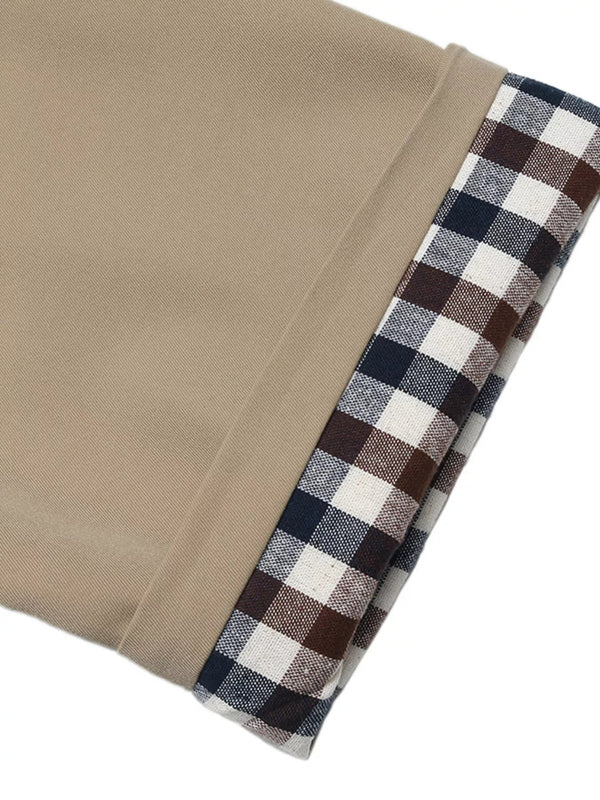 Checked-Lined Pocketed Trench Coat – Evelina - Bellux