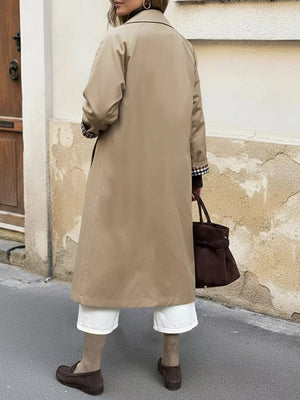 Checked-Lined Pocketed Trench Coat – Evelina - Bellux