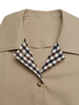 Checked-Lined Pocketed Trench Coat – Evelina - Bellux