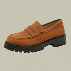 Chunky Slip-On Loafers – Flexible Sole – Lucetta - Brown - Bellux