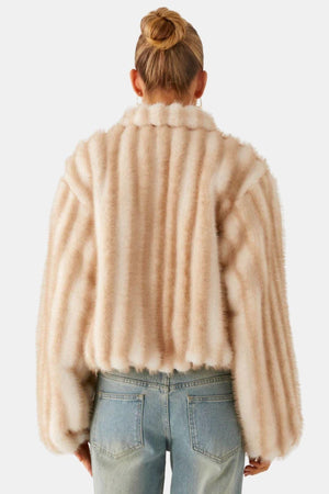 Collared Faux Fur Zip Jacket - Cosy Lined - Noemi - Bellux