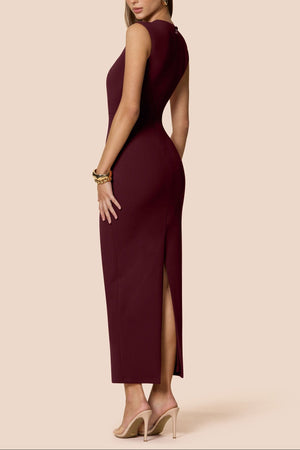 Column Maxi Dress Figure-Hugging Square Neck – Henrietta - Bellux