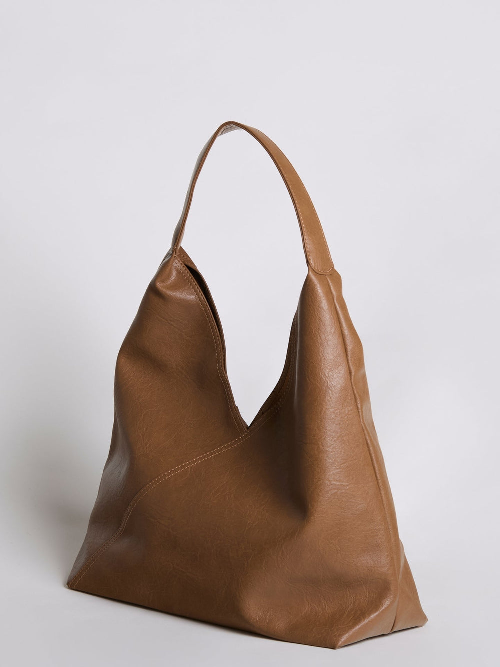 Commuter Shoulder Bag Laptop-Friendly Vegan Leather – Mira - Tan - Bellux