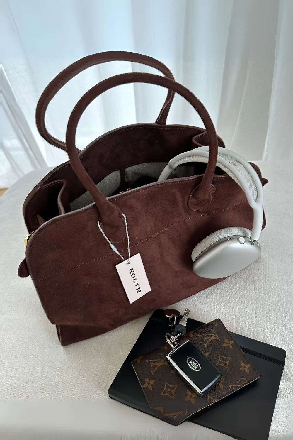 Commuter Tote Laptop-Friendly – Maeve - Suede Brown Elara - Bellux