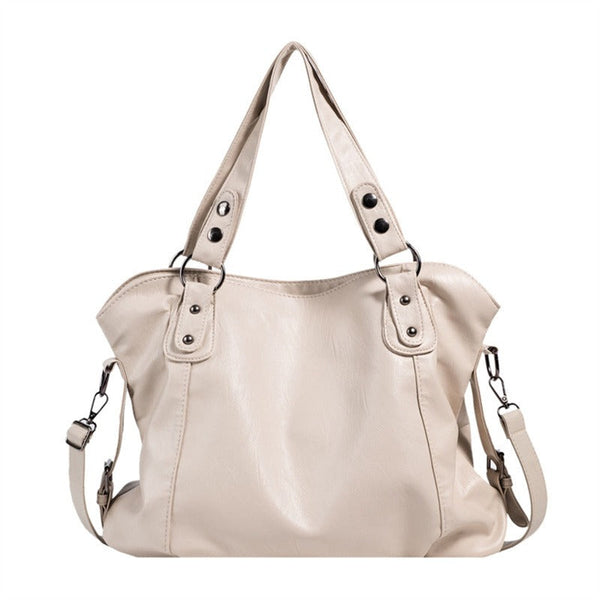 Commuter Tote Spacious Vegan Leather – Evelina - Beige - Bellux