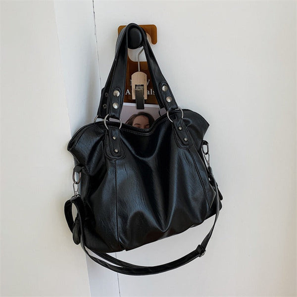 Commuter Tote Spacious Vegan Leather – Evelina - Black - Bellux