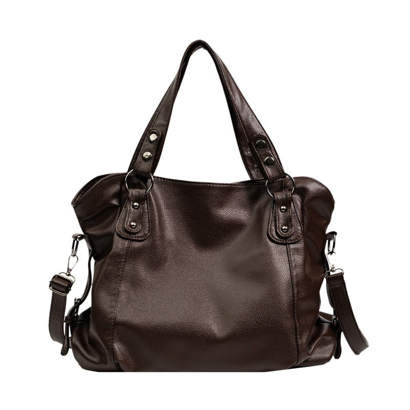 Commuter Tote Spacious Vegan Leather – Evelina - Dark Brown - Bellux