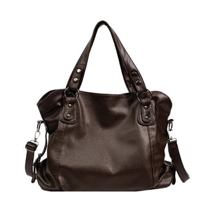 Commuter Tote Spacious Vegan Leather – Evelina - Dark Brown - Bellux