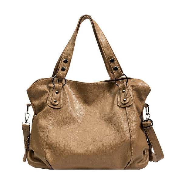 Commuter Tote Spacious Vegan Leather – Evelina - Light Brown - Bellux