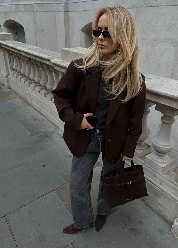 Commuter Tote Spacious Vegan Suede – Camille - Bellux