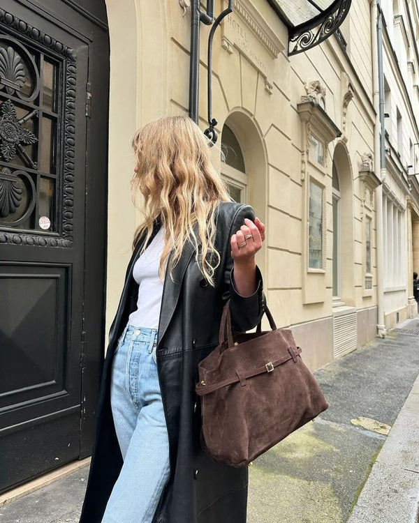 Commuter Tote Spacious Vegan Suede – Camille - Bellux