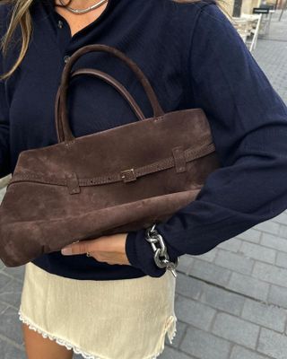 Commuter Tote Spacious Vegan Suede – Camille - Bellux