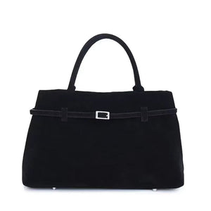 Commuter Tote Spacious Vegan Suede – Camille - Black - Bellux