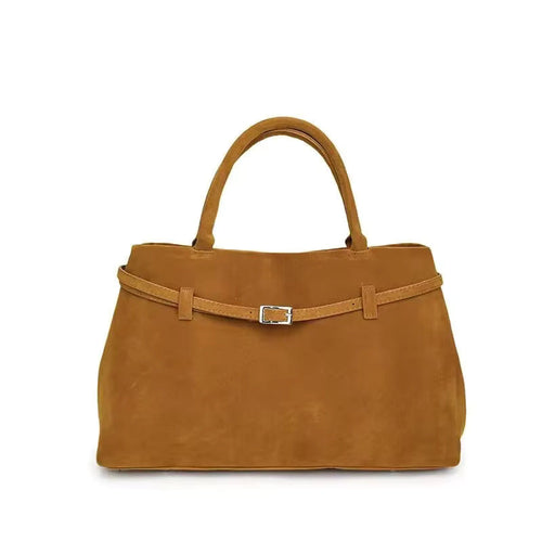 Commuter Tote Spacious Vegan Suede – Camille - Brown - Bellux