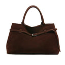 Commuter Tote Spacious Vegan Suede – Camille - Maroon - Bellux