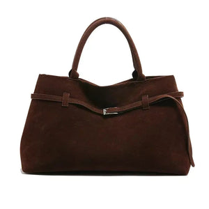 Commuter Tote Spacious Vegan Suede – Camille - Maroon - Bellux